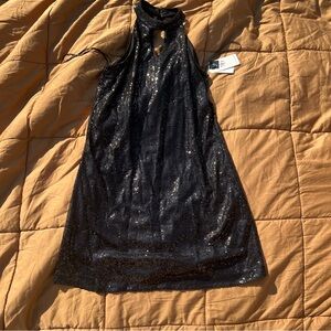 SD Collection Little Black Sequin Halter Neck Mini Cocktail Party Dress Size 6